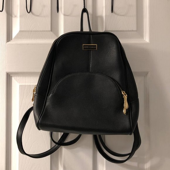 Jimmy Choo Handbags - Jimmy Choo-like Black Backpack with Gold Zipper